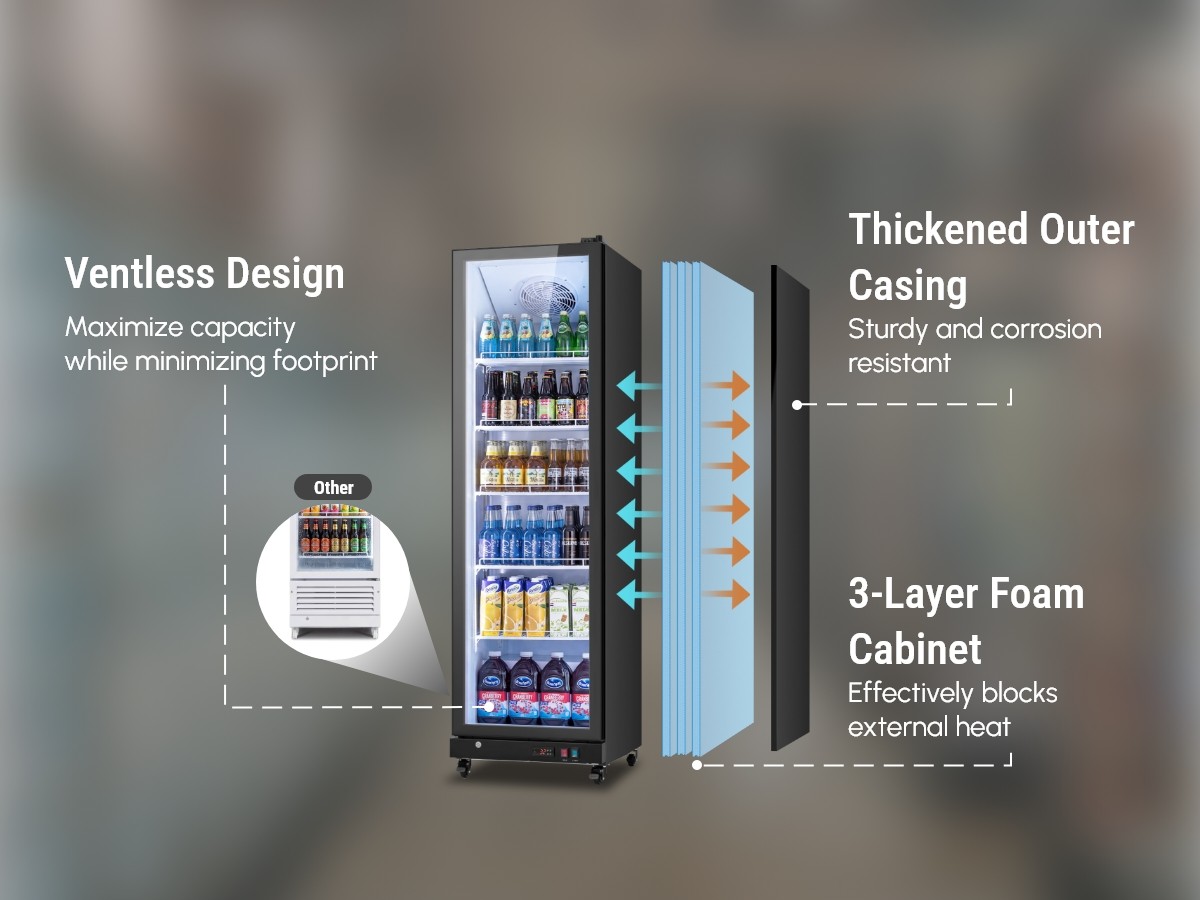 Yeego Commercial Drink Fridge Merchandiser Display Cooler 12.36 Cu.ft Glass Door