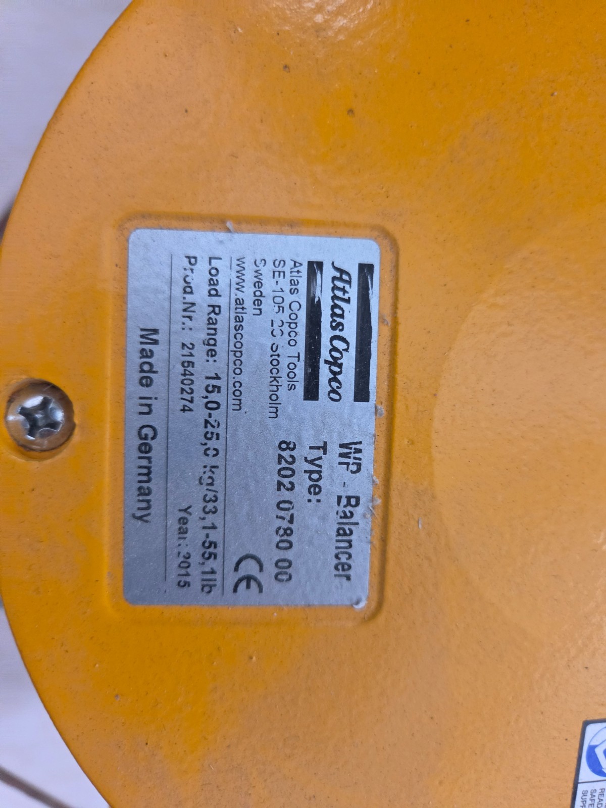 Atlas Copco 8202 0780 00 WP Balancer, 15 – 25 kg, 33.1 – 55.1 lbs, 8202078000
