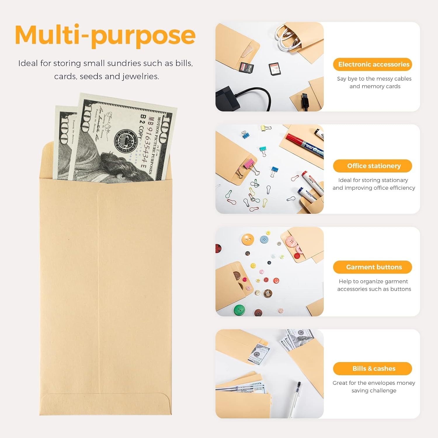 ACKO Coin Money Envelopes – 500 Pack of Durable Kraft Small Budget Envelopes …