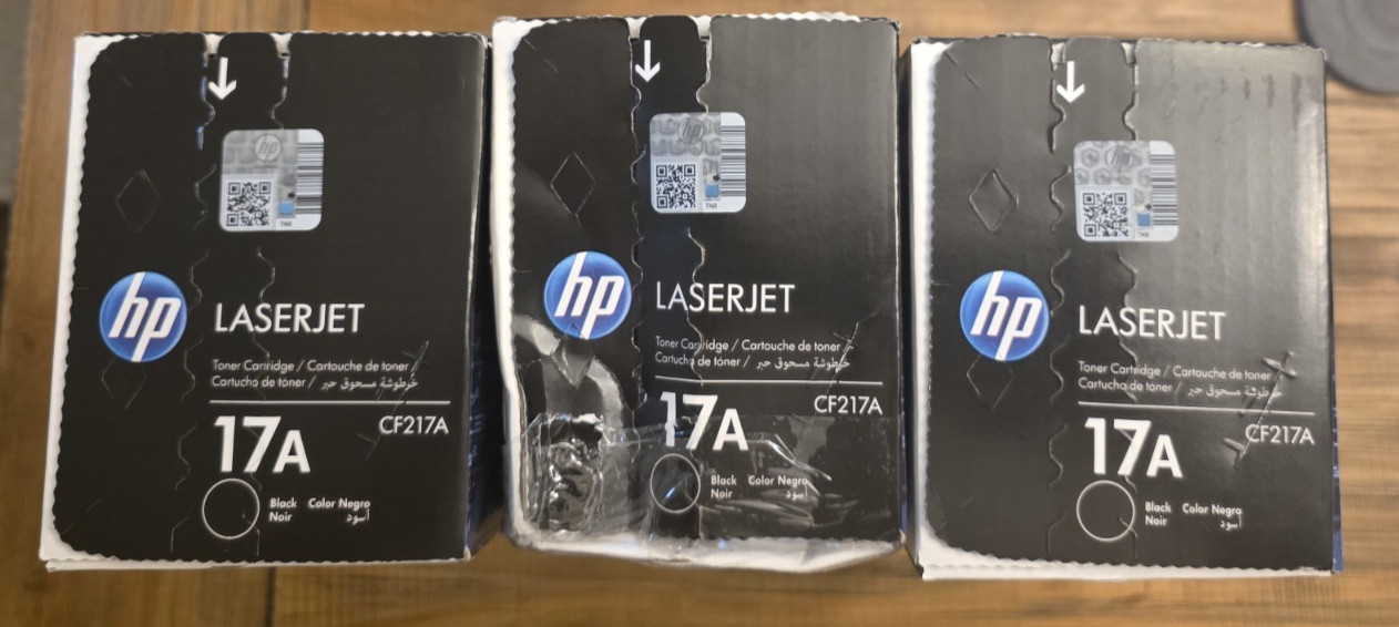 HP 17A CF217A Black Laser Jet Toner Cartridges 3 Unit New