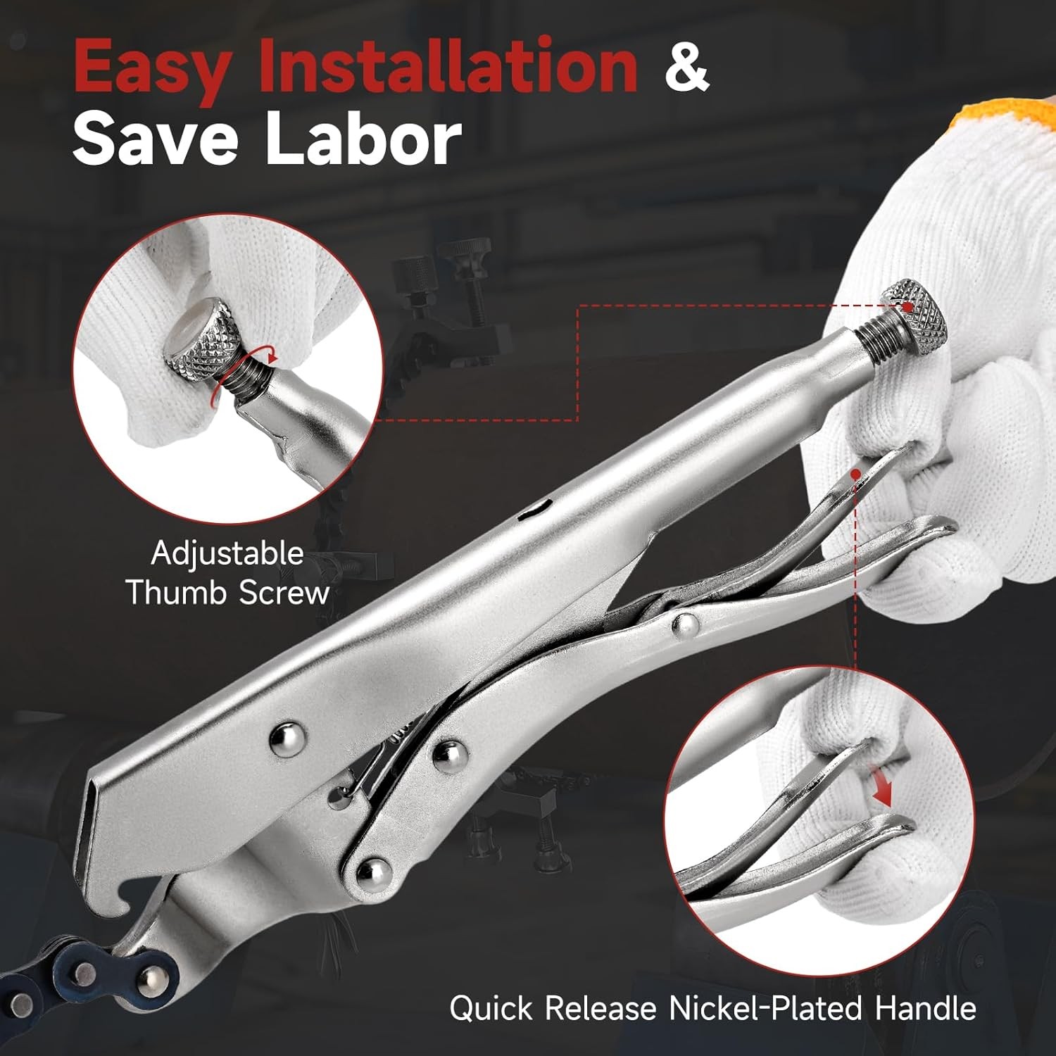 Adjustable Pipe Alignment Chain Pliers Clamp, Fit for Round Pipes up to 14″ in