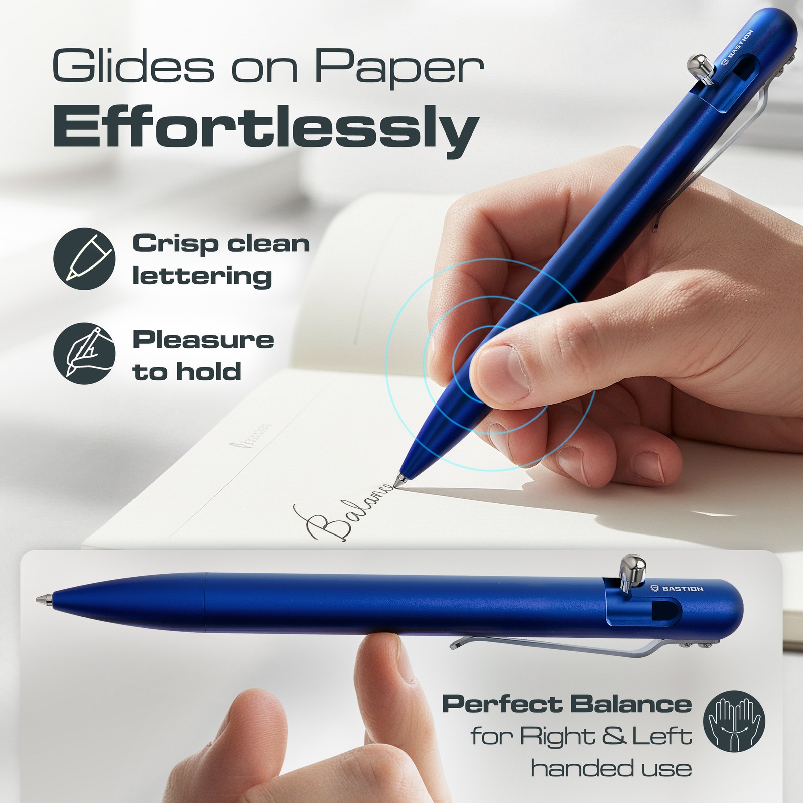 BASTION Bolt Action Pen | Aluminum Blue | Durable Professional Ballpoint Pen