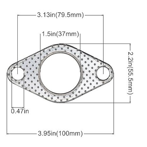 1.5 Inch 37mm Exhaust Gasket 2 Bolt for Muffler Flange Manifold H Size: 1.5 in