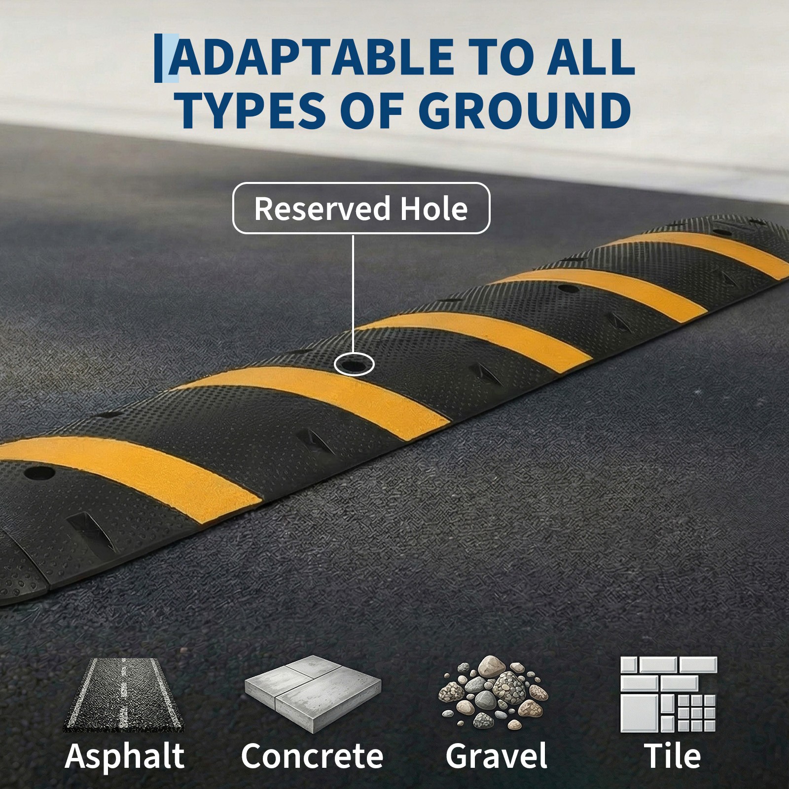 7 FT Rubber Speed Bump, 84″ Speed Bumps with End Caps, 25,000LBS Capacity