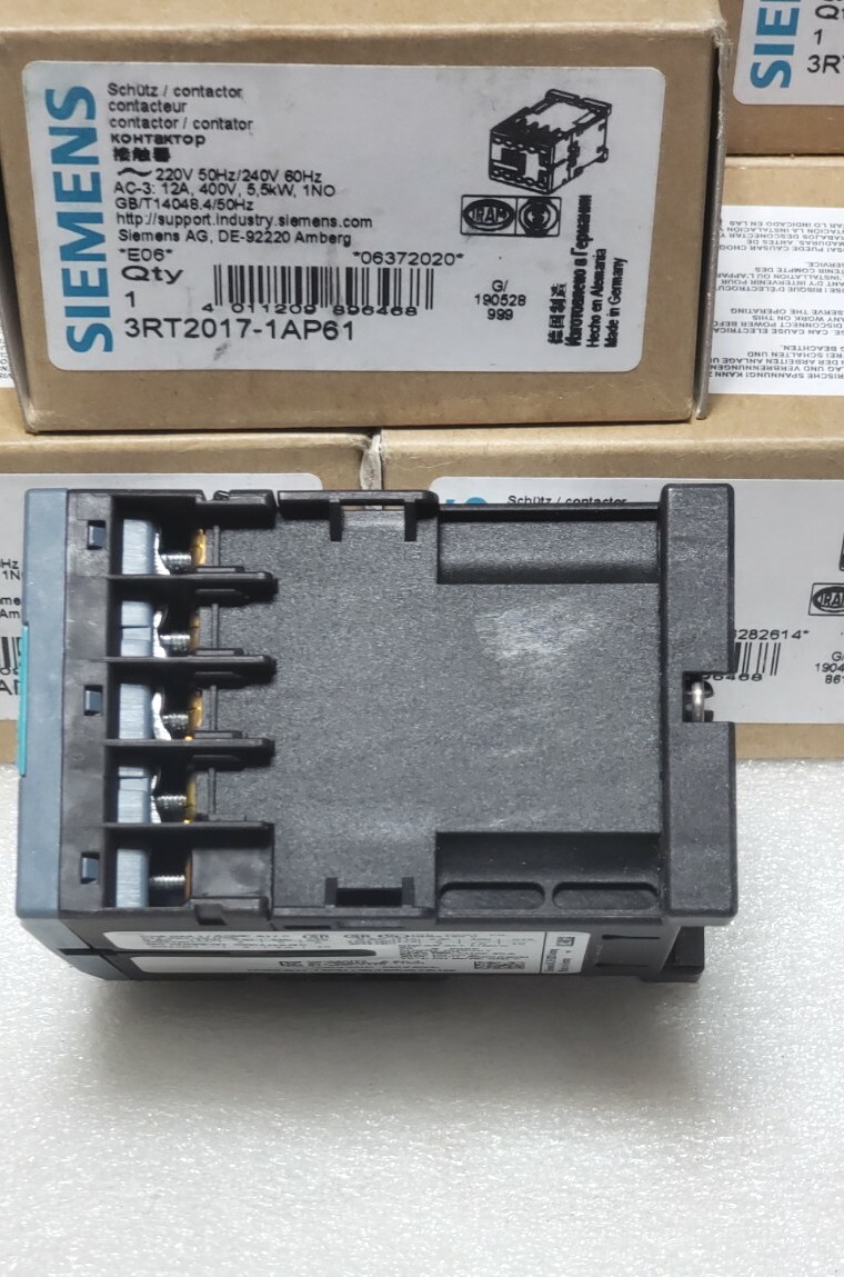 Siemens 3RT20171AP61 CONTACTOR, 5.5KW/400V, 1NO, AC 220V 50HZ 240V 60 HZ, 3-Pole
