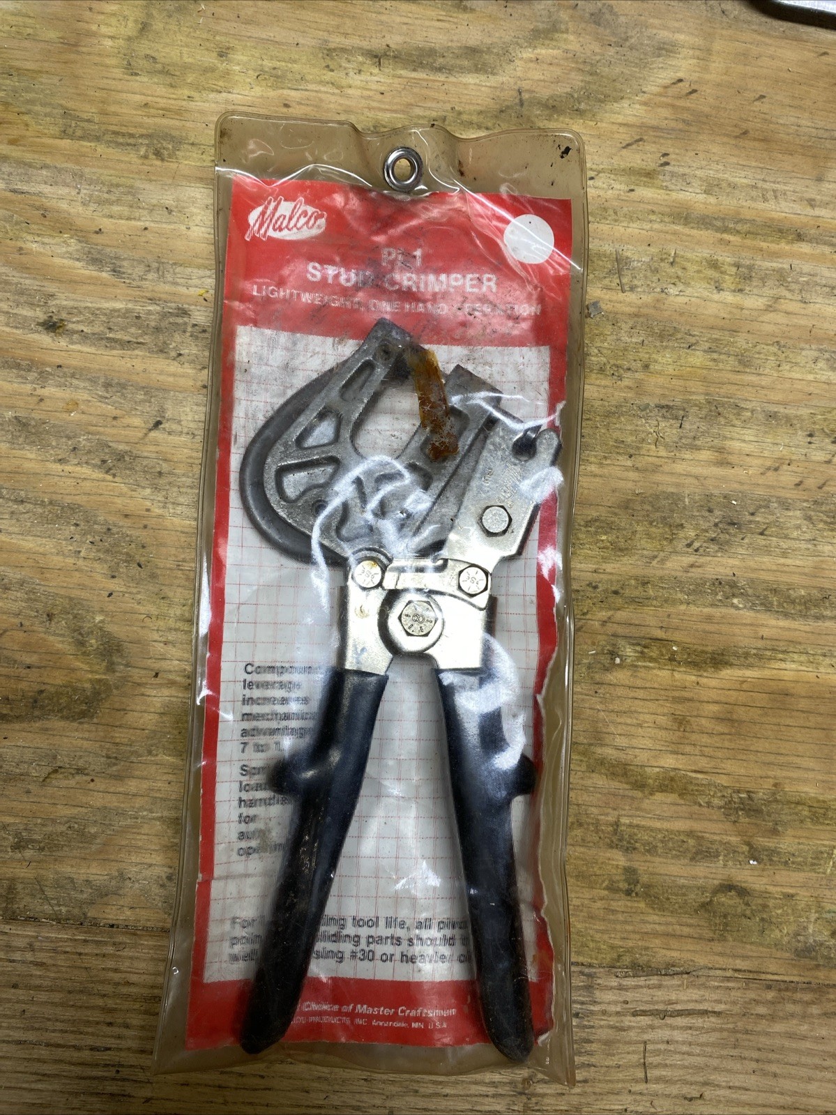 Malco PL1 Metal Stud Punch Lock Crimper Tool Made In U.S.A.