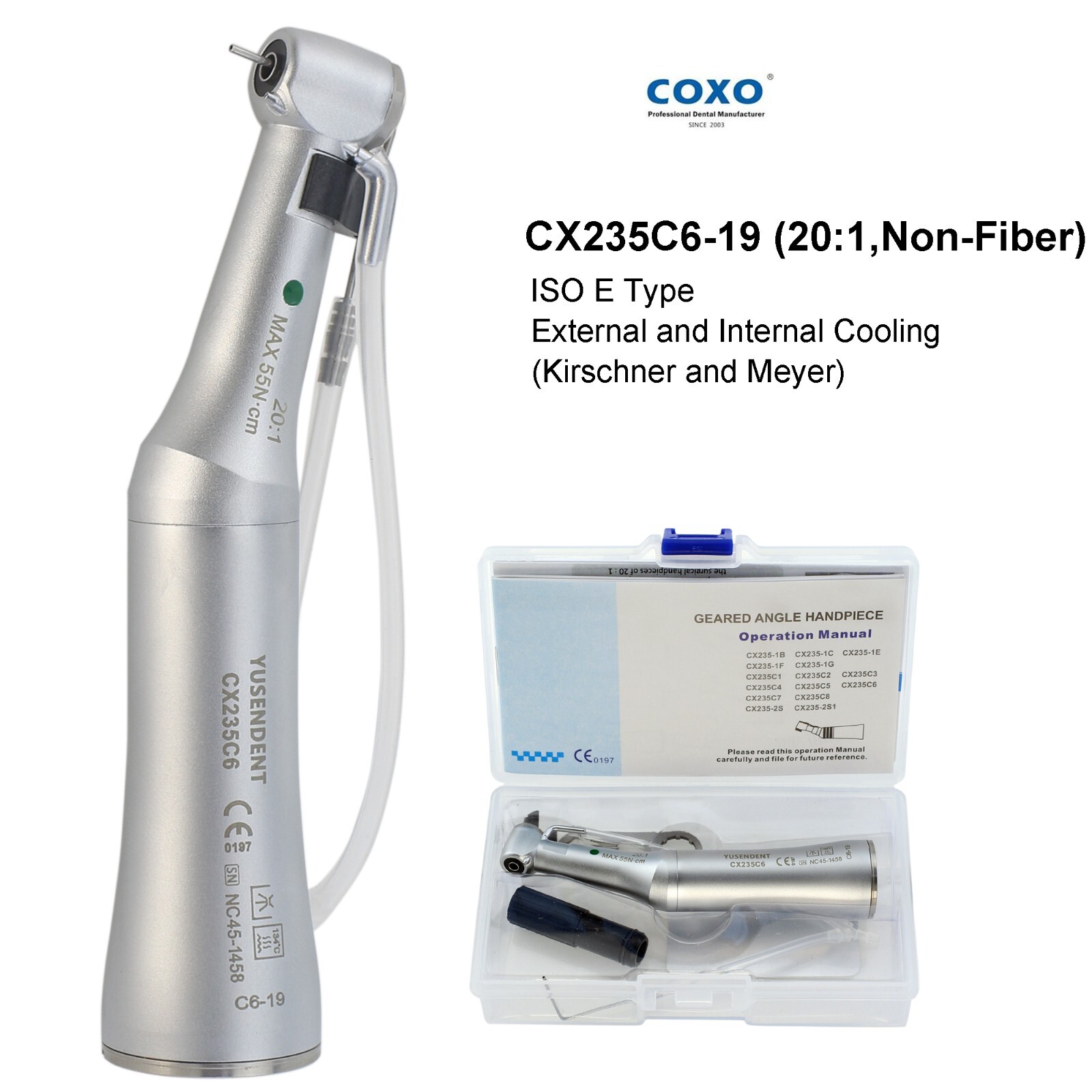 COXO Dental Contra Angle 20:1 Implant Surgical Handpiece Straight Nose Cone 1:1