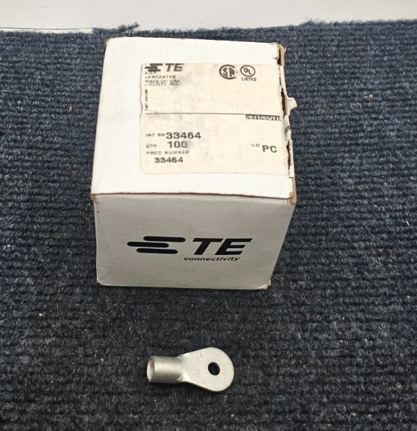 (QTY 100) TE Connectivity 33464: Closed Ring Tongue Terminals 6 AWG #10 Stud