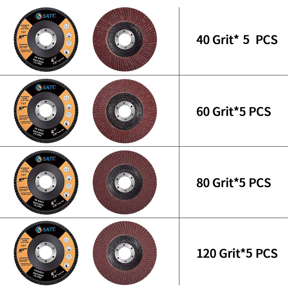 20x Flap Disc 4.5″ 4-1/2 40 60 80 120 Grit Angle Grinder Sanding Grinding Wheels