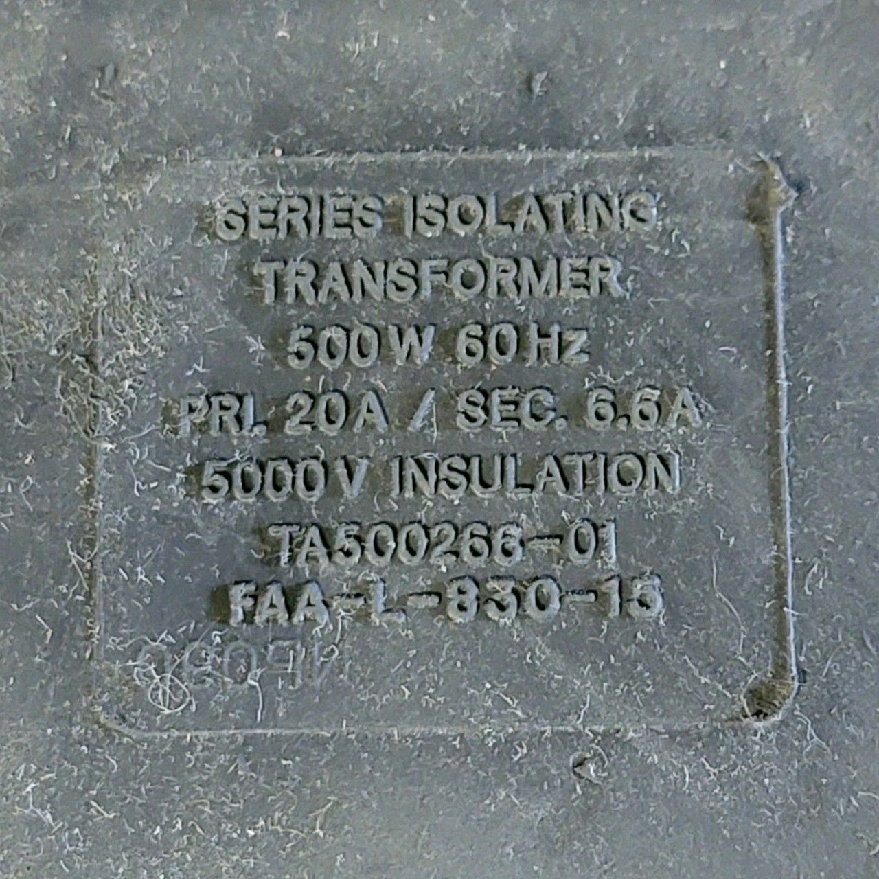 Amerace FAA-L-830-15 Series Isolating Transformer 500W 60Hz TA500266-01