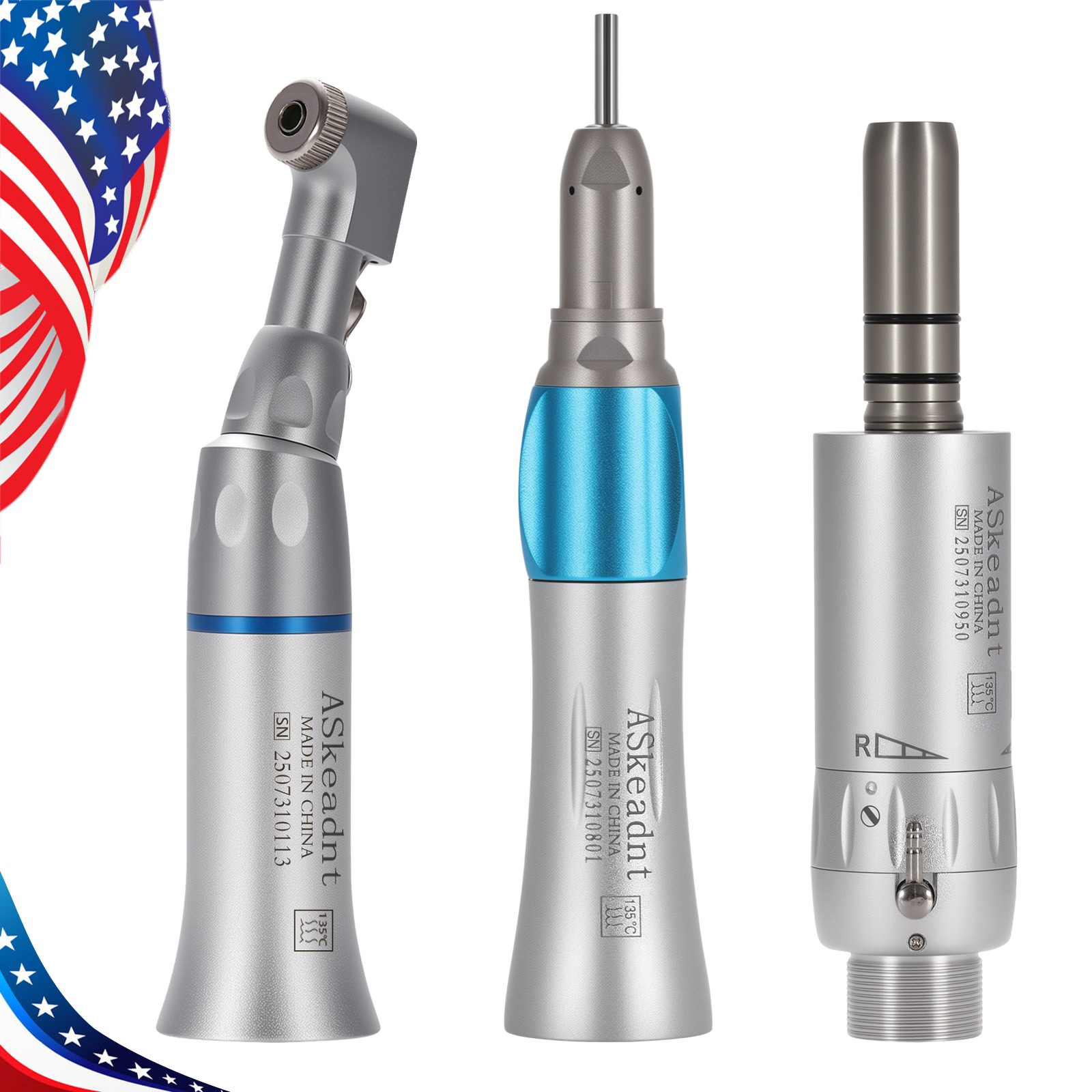 1-10 Dental Low Speed Handpiece Contra Angle Straight Air Motor Micromotor 2/4H