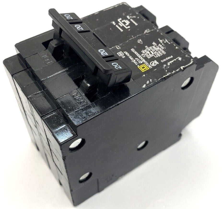 Homeline HOMT220220 Quad Two 2 Pole 20 Amp 120 240V AC Plug In Square D Breaker