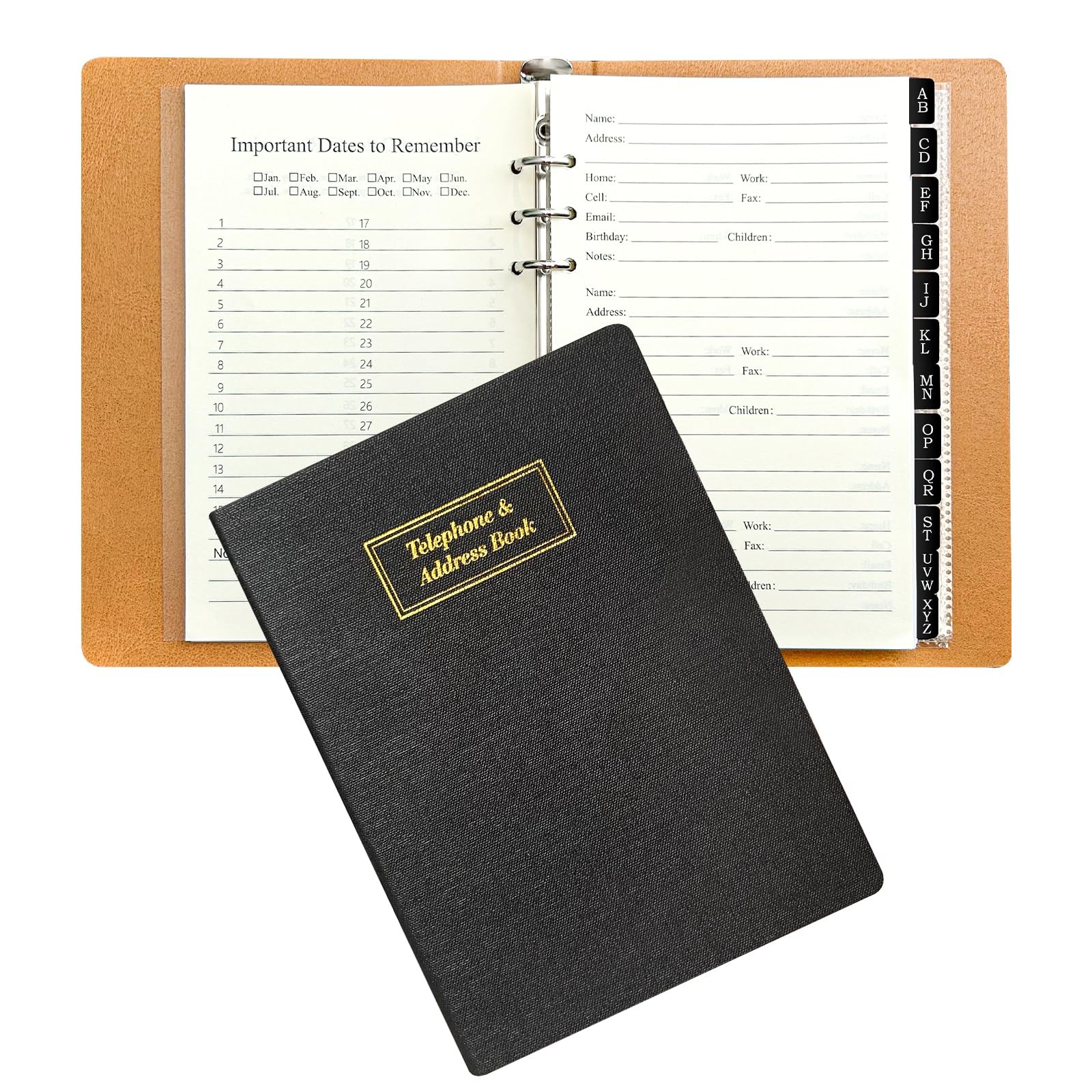 Refillable Address 6.5 x 9.1 x1.02 inche, A5 Black Book