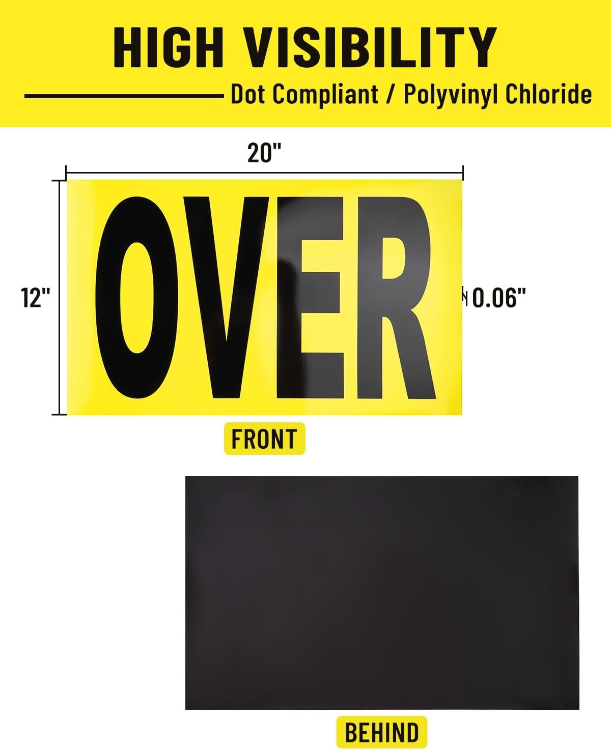 12″x 60″ 3 piece Magnetic Oversize Load Sign for Car Truck Van Safety Vehicles