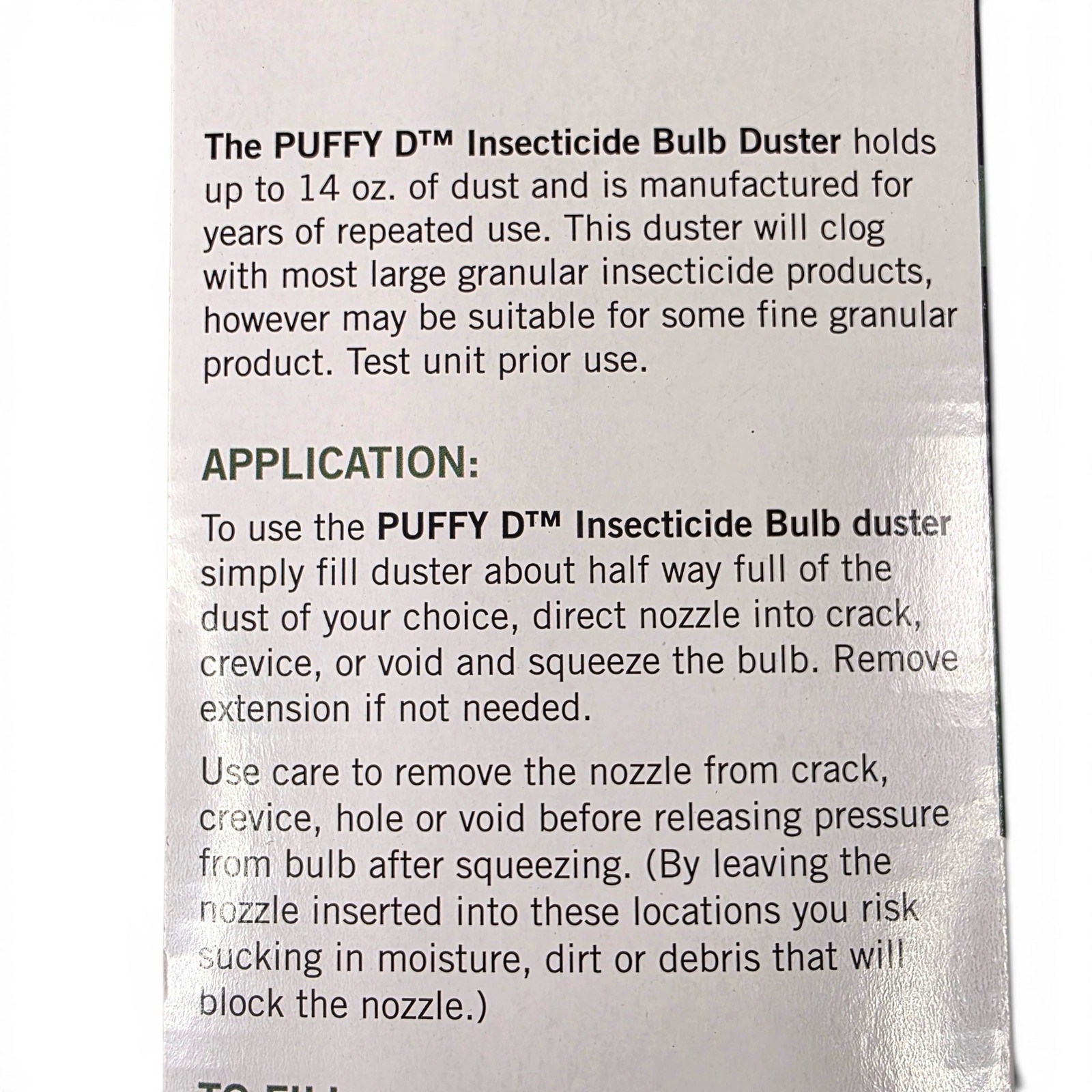 JT Eaton Puffy D Insecticide Bulb Duster 512 with 12 Inch Brass Extension 14 oz