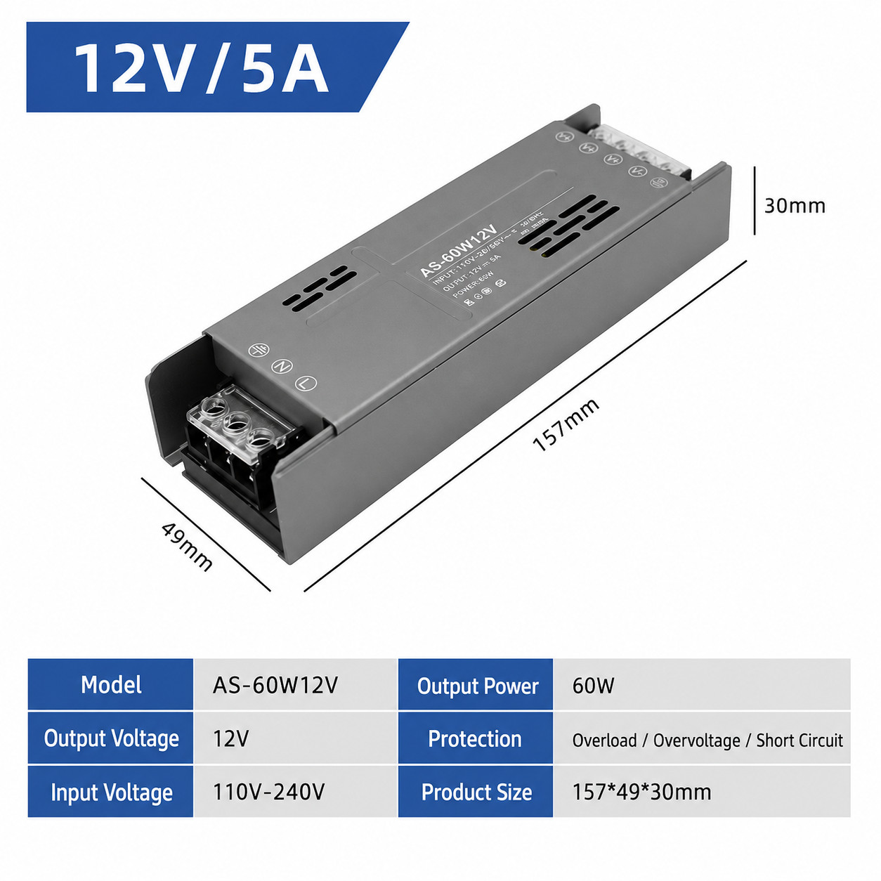 12V 24V 100W-400W LED Driver Power Supply Transformer AC 110V to DC 12V LED Lamp