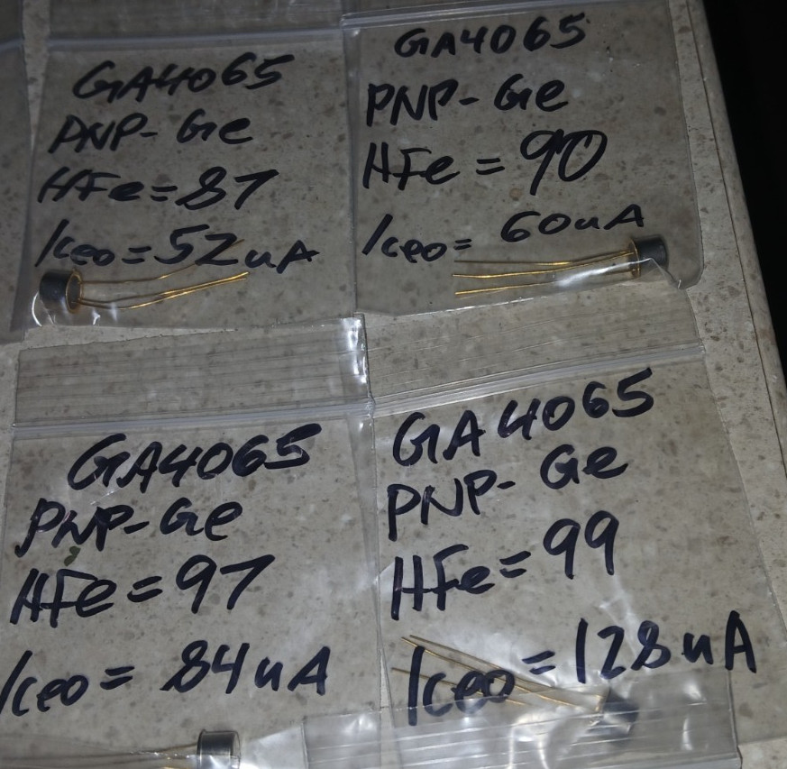 T.I. GA4065 PNP germanium transistors tested&analyzed/Lot of 20/NOS/TO-5