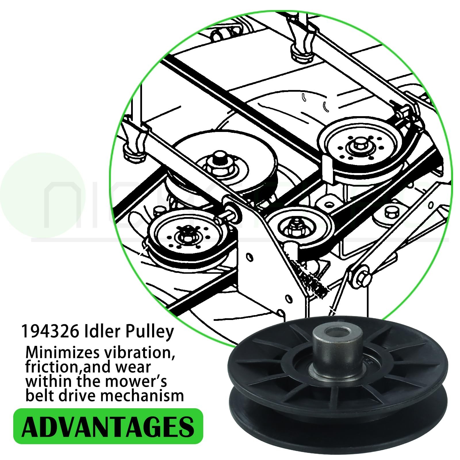 NICHEFLAG 2 Pack 532194326 Idler Pulley with A28 2×532194326+1×532194327
