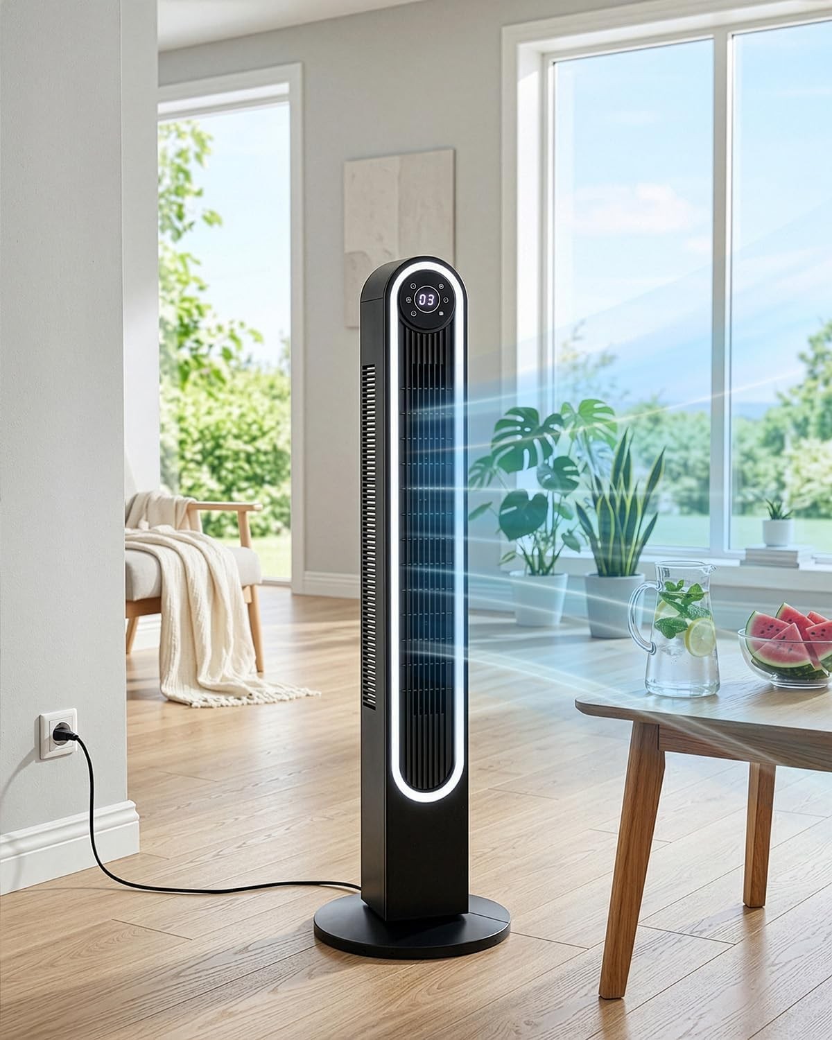 42″ Tower Fan for Bedroom, Standing Fan, 150° Oscillating Floor Fan with Remote