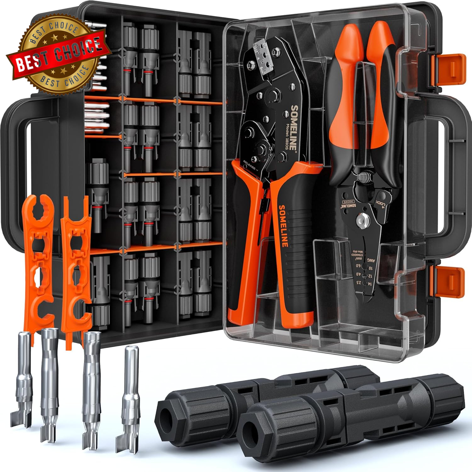 Solar Connector Crimping Tool Kit, 14-10 AWG Crimper for Solar Panel Cables, Too