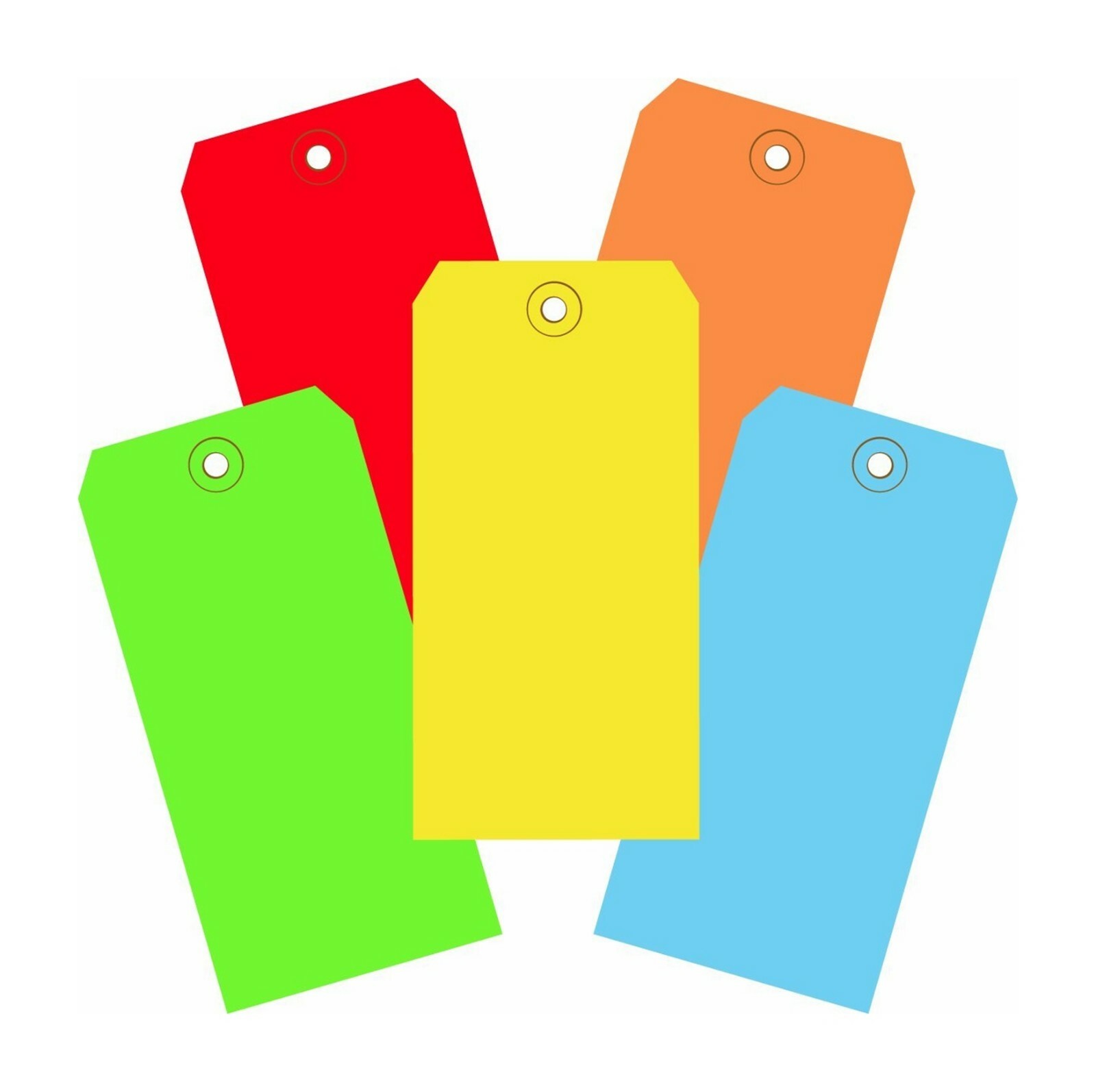 1000 of 4 3/4″ x 2 3/8″ Size 5 Colored Inventory Plain Shipping Hang Tags