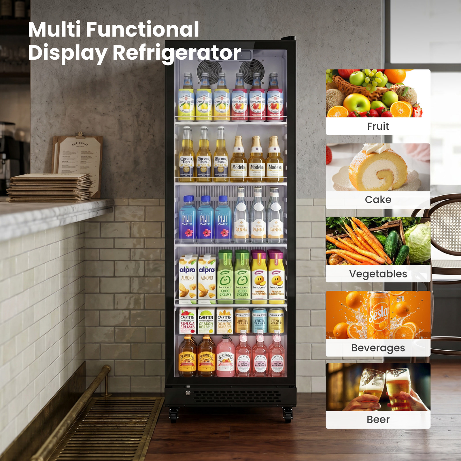 Yeego 10.8 Cu.ft Commercial Fridge 1 Glass Door Merchandiser Refrigerator Black