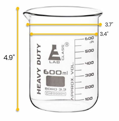 Heavy Duty Beaker, 600ml – 5mm Thick Walls – Borosilicate 3.3 Glass – Eisco Labs