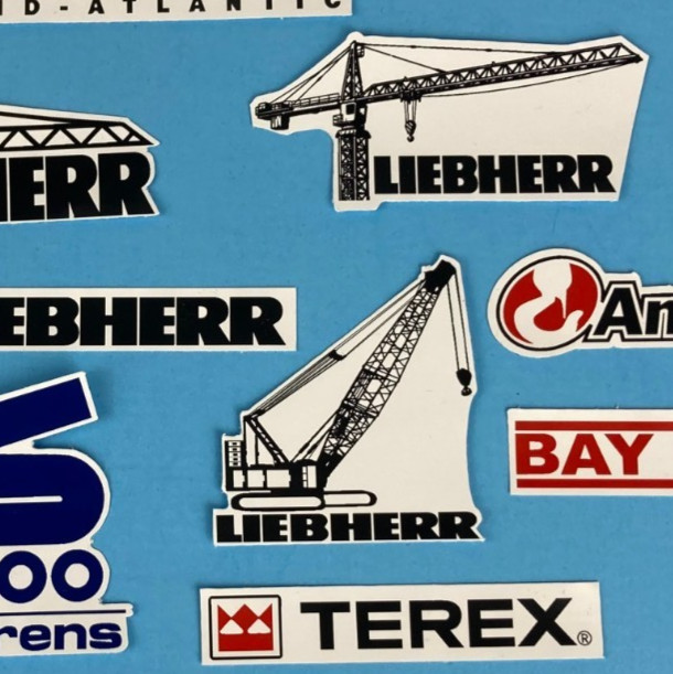 Hard Hat Decal Stickers Bay Crane LIEBHERR TEREX SARENS TADANO MORROW AmQuip