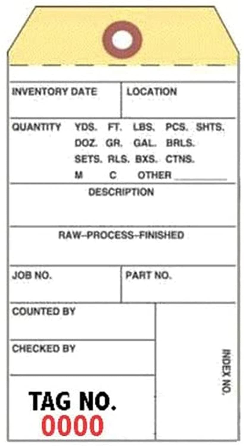 #5 Inventory Tags, 2-Part, Carbonless, 4-3/4″ x 2-3/8″, Seq. Numbered – Bx/100
