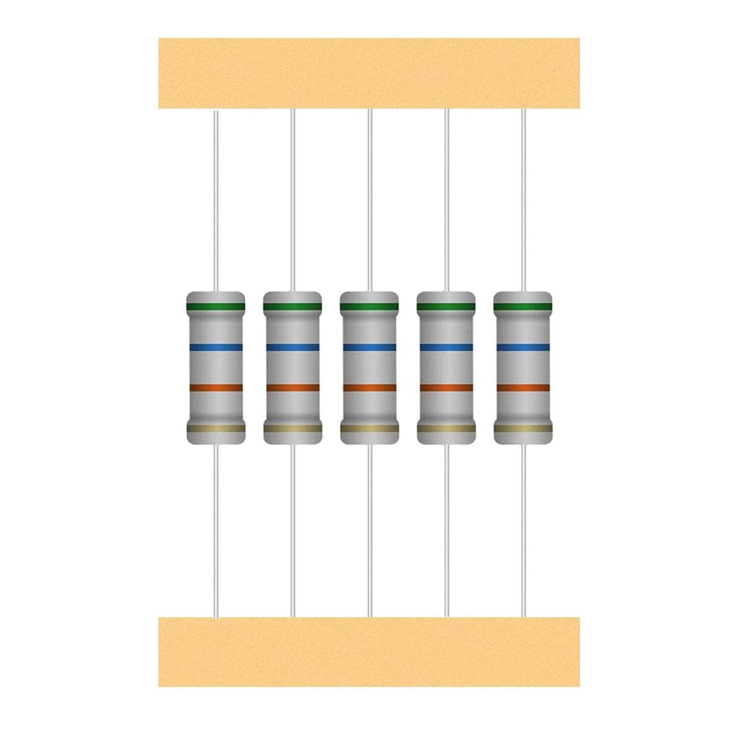 100Pcs 2W(2 Watt) Carbon Film Resistors Kit ±5% 1Ω-10M Ohm 134 Values Option