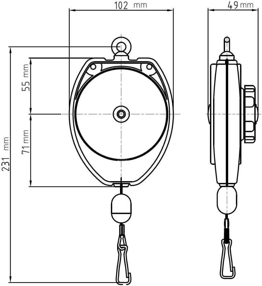 Tigon TW-1R Retractor, Spring/Tool Balancer (Load Capacity: 0.5-1.5 Kg/1.1-3.3 L