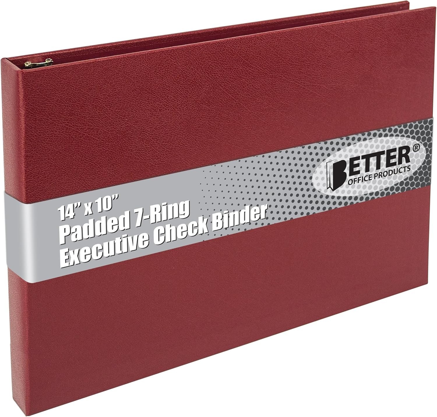 7-Ring Burgundy Textured Check Binder with Zipper Pouch – Efficient Organizer