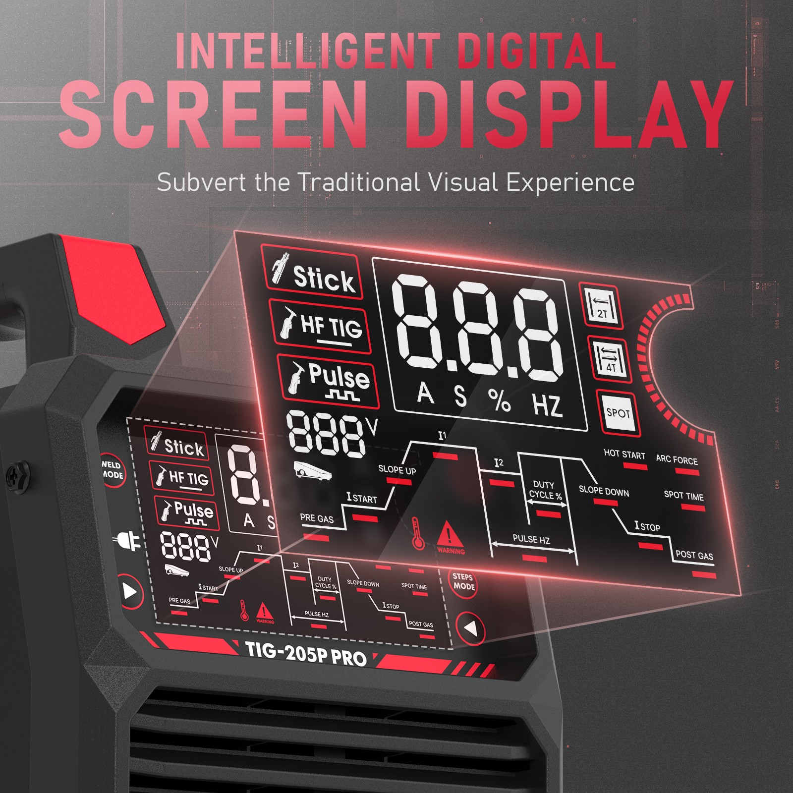 205Amp STICK/DC TIG/PULSE TIG 3 In 1, 110&220V TIG Welding Machine TIG-205P