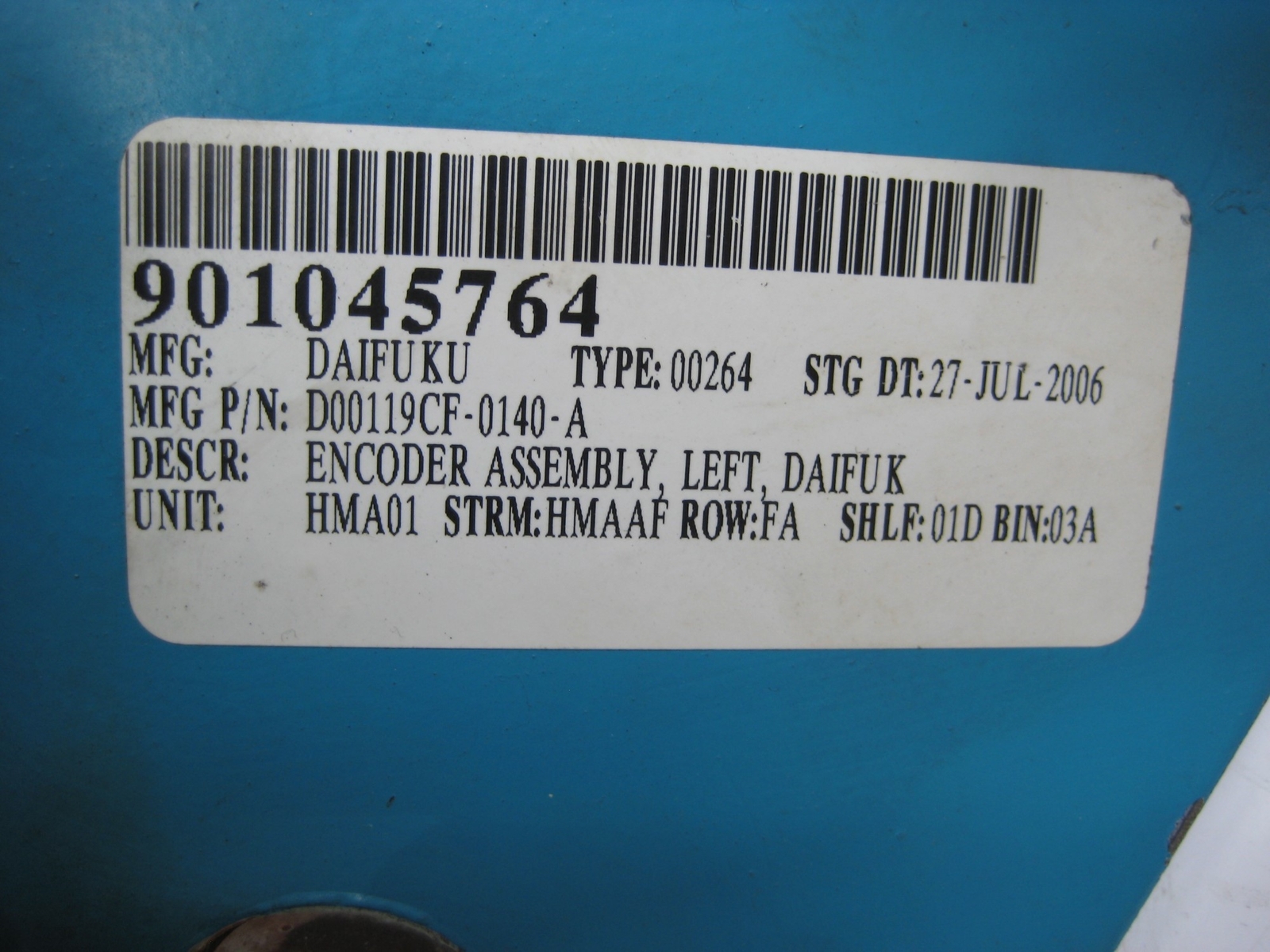 DAIFUKU D00119CF-0140-A ENCODER ASSEMBLY UNMP