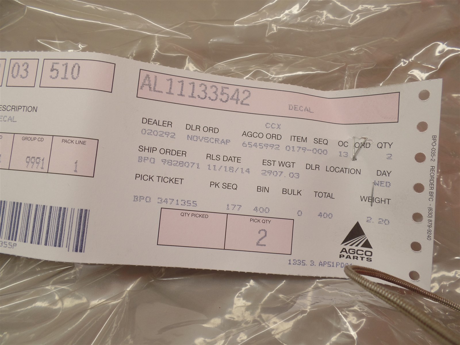 AL11133542 DECAL AGCO MASSEY LOADER ML72 ML75 ML77 ML92 ML94 ML96 ML97 ML98 ML99