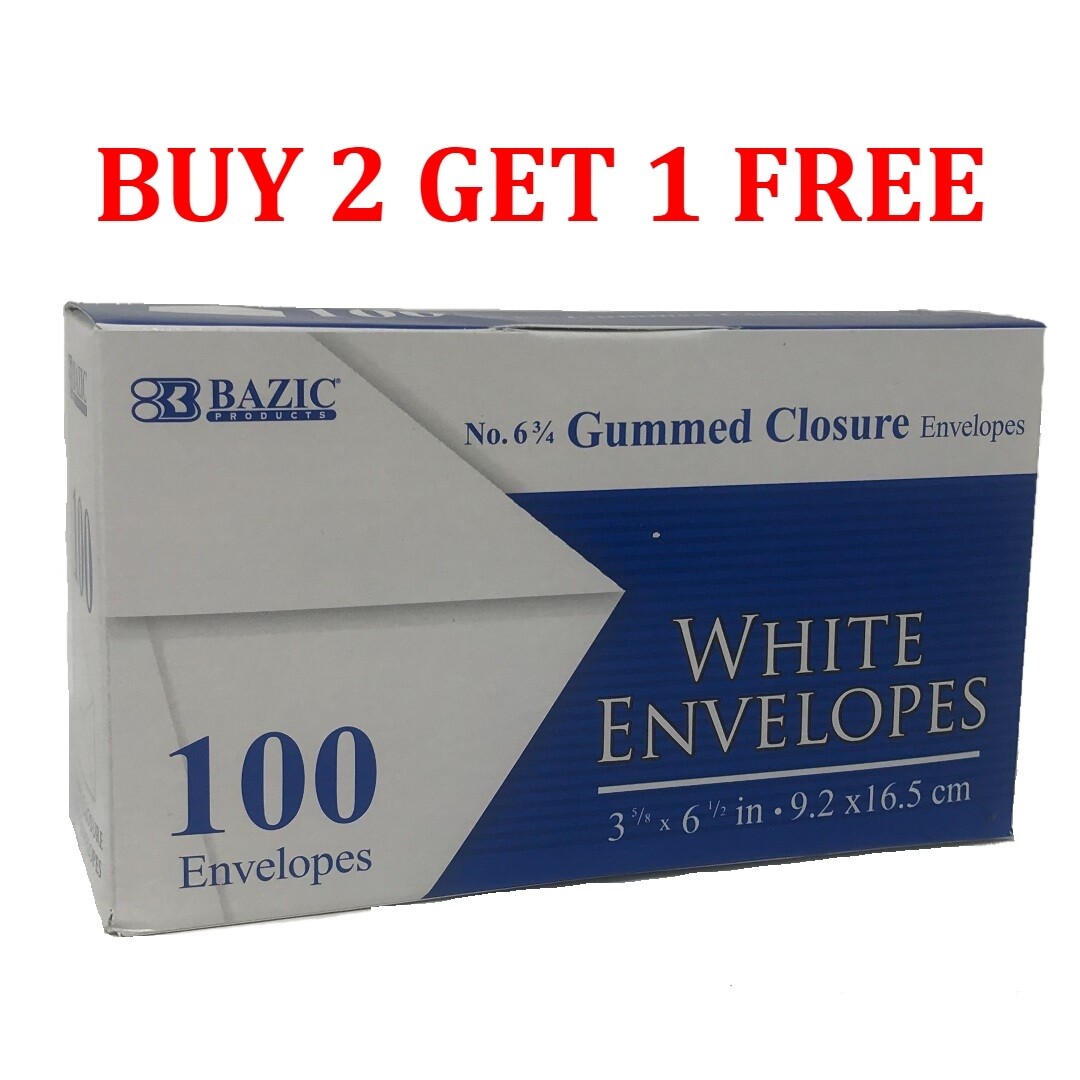 100 Gummed Closure White Letter Mailing Standard Envelopes 3-5/8 x 6-1/2