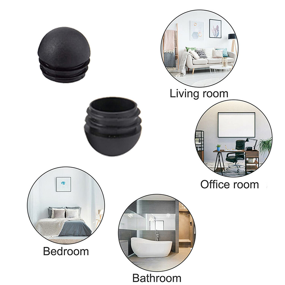 Domed Round Plastic Blanking End Cap Caps Tube Pipe Inserts Black/White 16-76mm