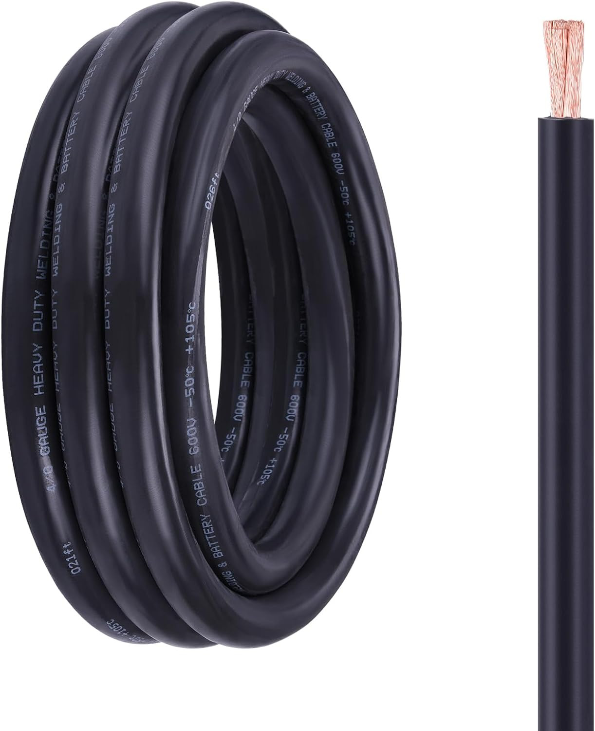 4/0 Battery Cable, 5FT Red + 5FT Black 4/0 Welding Cable, Stranded Oxygen-Free P