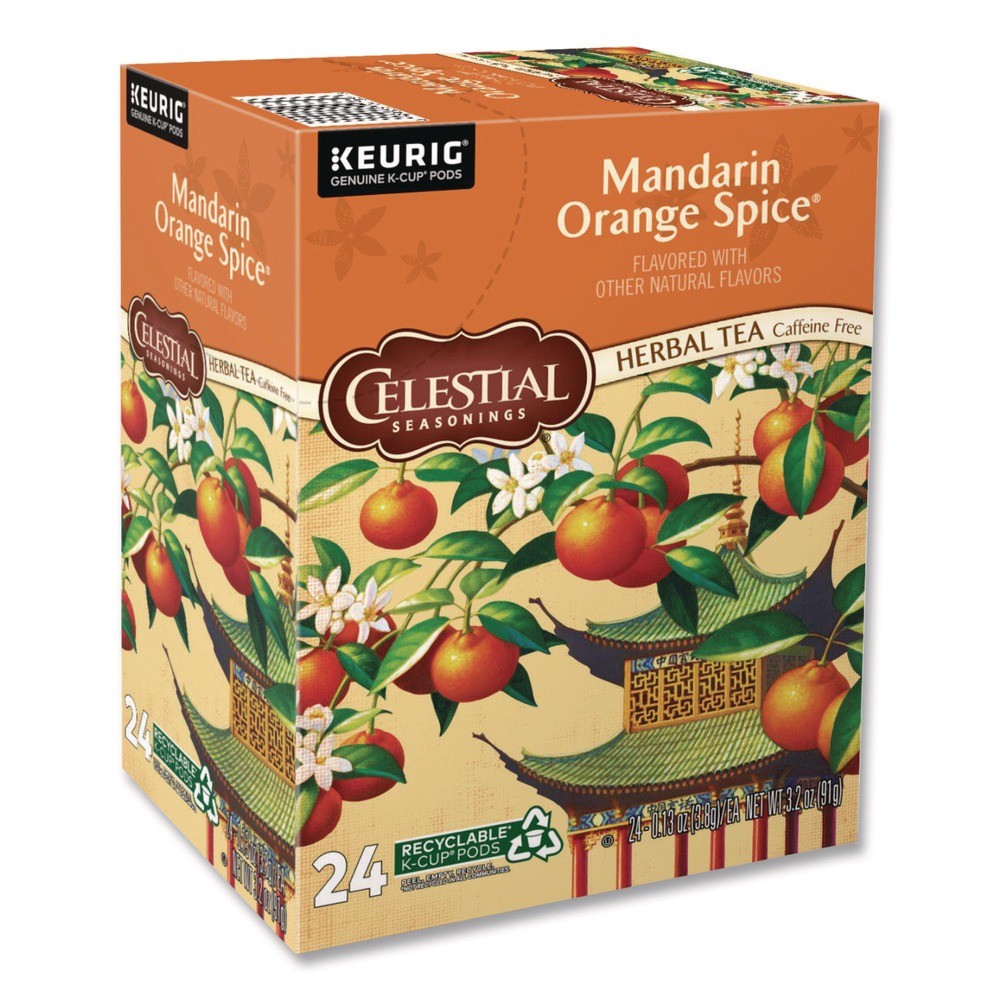 Celestial Seasonings 14735 Mandarin Orange Spice Herb Tea K-Cups (24/Box) New