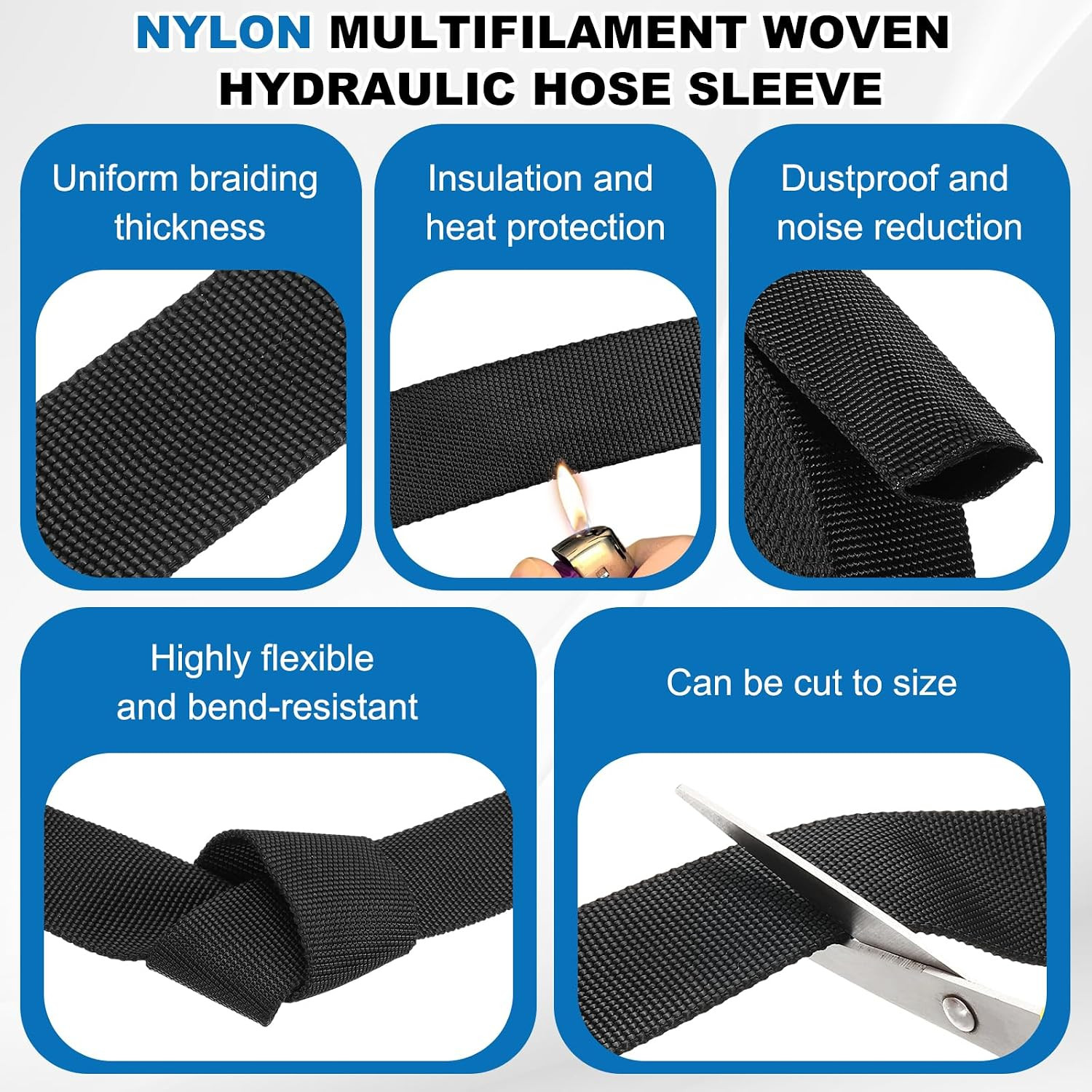 Nylon Protective Hose Sleeve 2″ ID 26FT Cable Cover Sheath Hydraulic Hose Protec