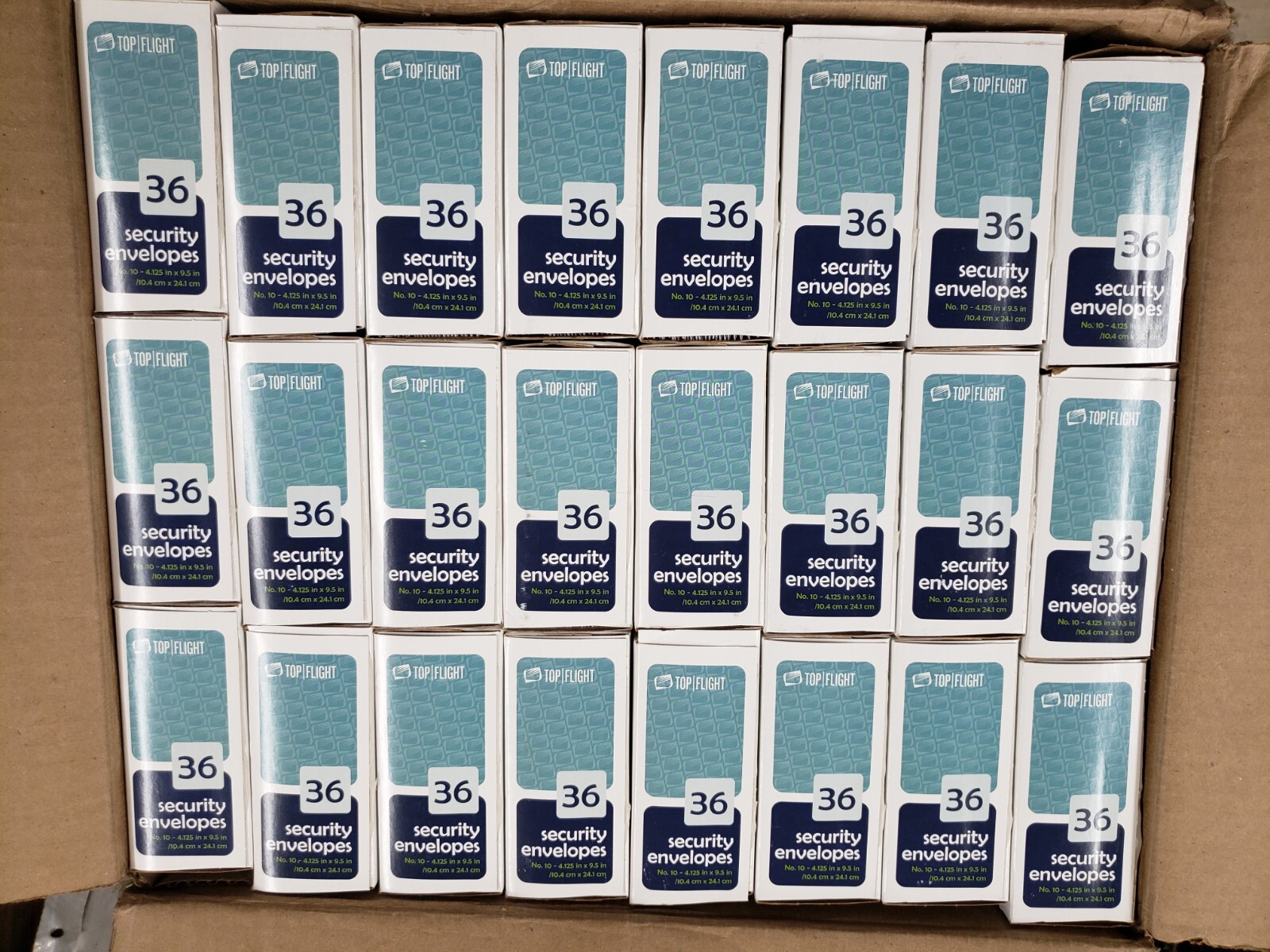 Cs/24 Top Flight #10 Security Envelopes 4.125 x 9.5 Box of 36 (864 Total)