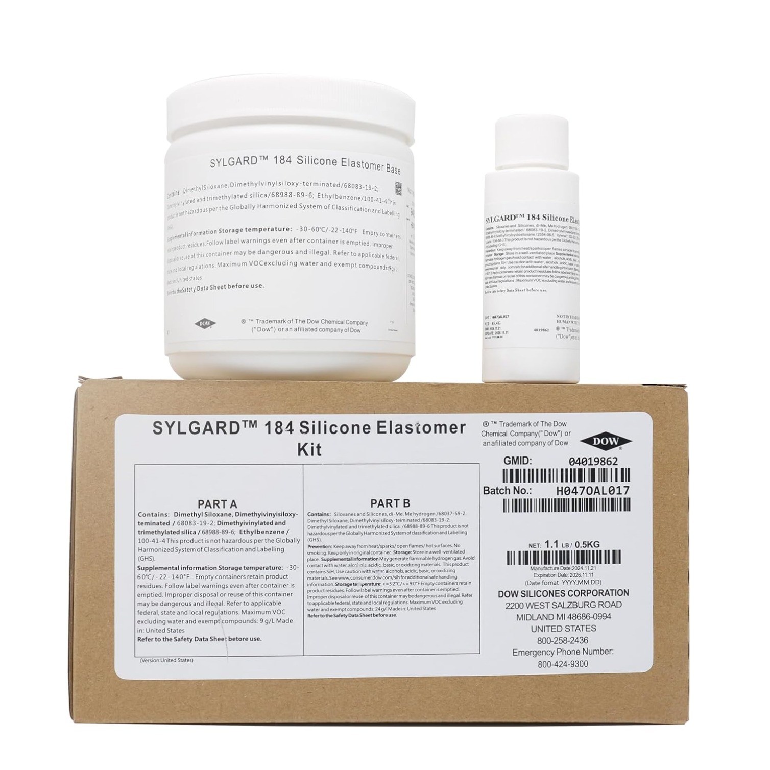 184 Silicone Elastomer Kit Base A + Curing Agent Solidifier B for Electrical