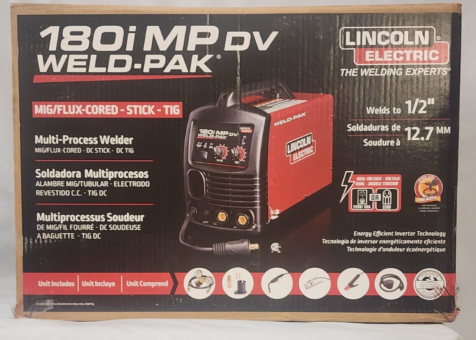 Lincoln Electric 180i MP DV Weld-Pak Mig/Flux-Cored – Stick – Tig