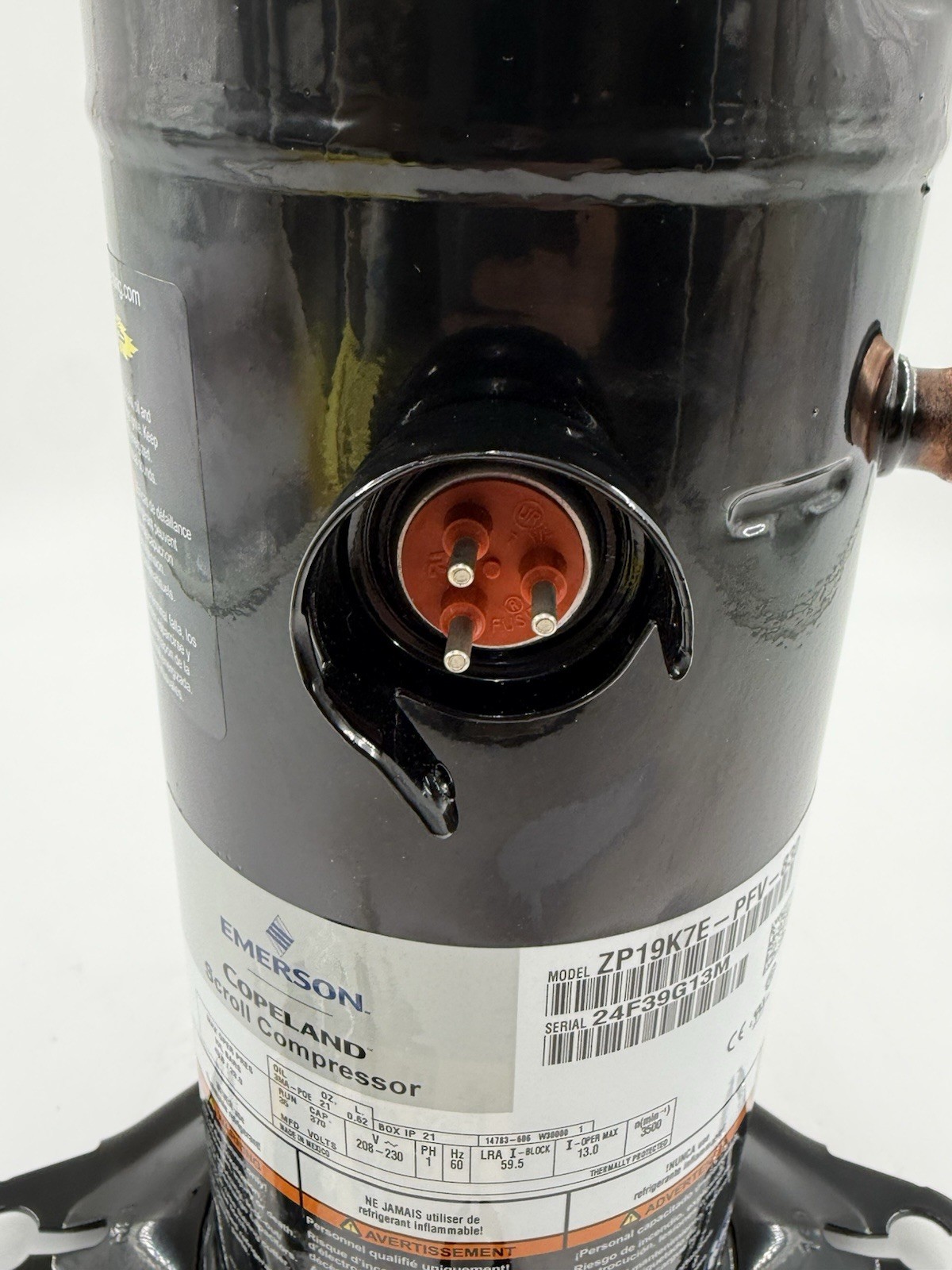 Emerson Copeland Compressor ZP19K7E-PFV-830/ ZP19K6E-PFV-130 19,000 BTU R410A