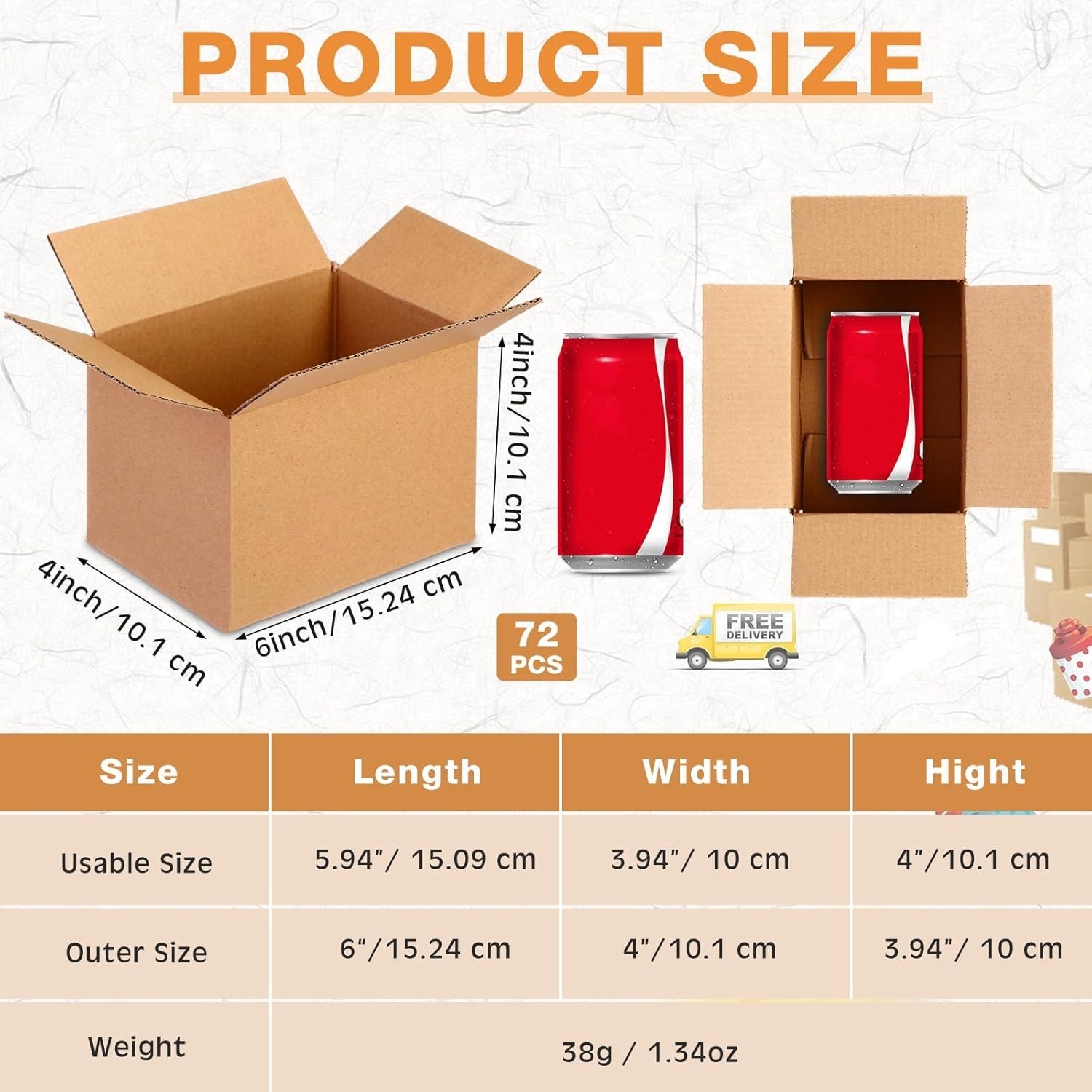 200 6x4x4 Corrugated Packing Shipping Carton Boxes – 72Boxes