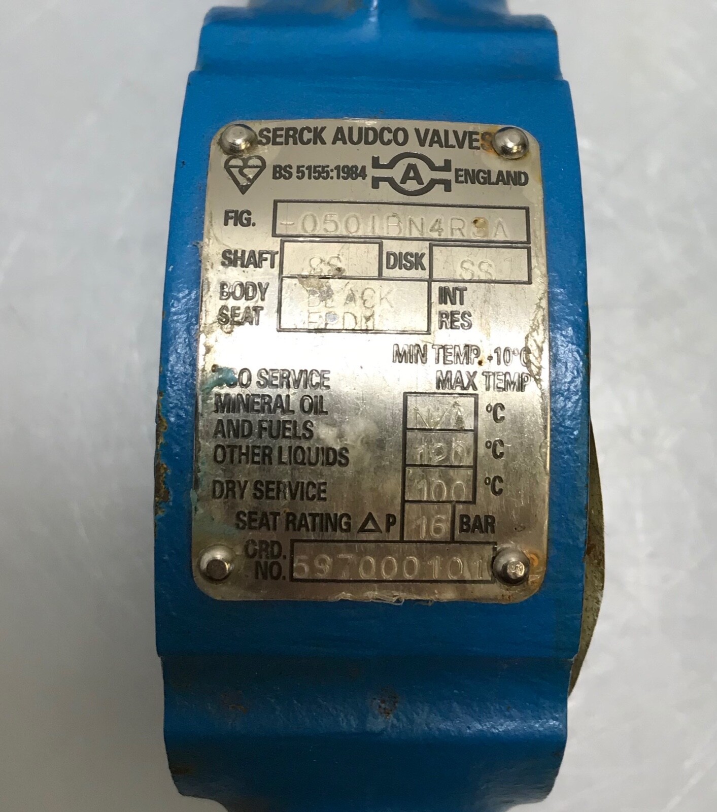 New Serck Audco Slimseal Butterfly Valve DN50 / PN10 / PN16 (Model # 0501BN4RSA)