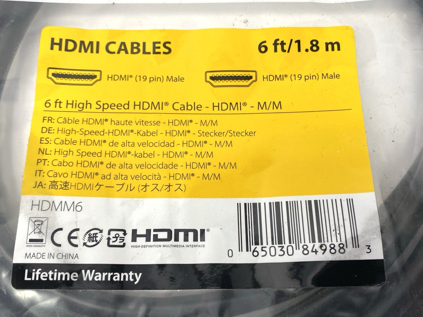 StarTech HDMM6 HDMI Cable 6′ High Speed Male to Male