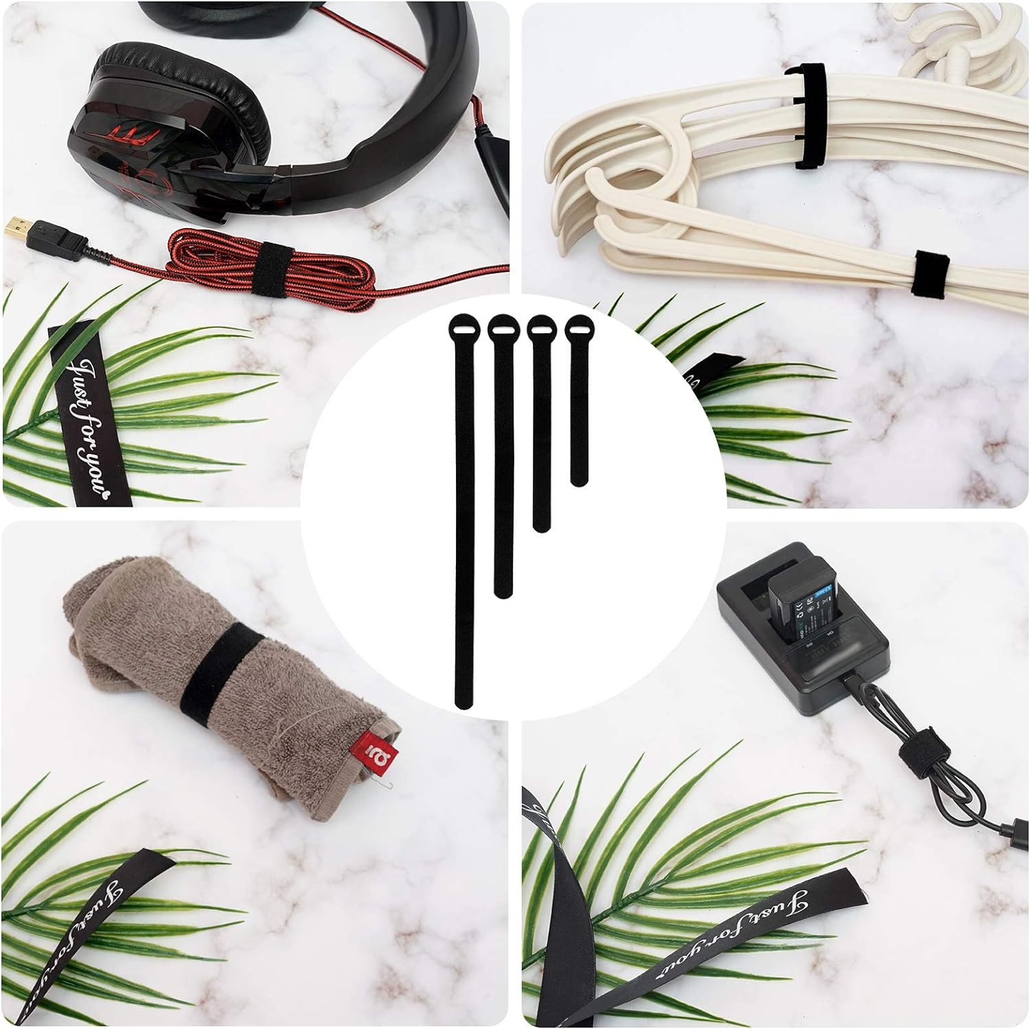 150 PCS Reusable Cable Ties Assorted 4 6 8 10 Inch Hook Loop Cord Organizer