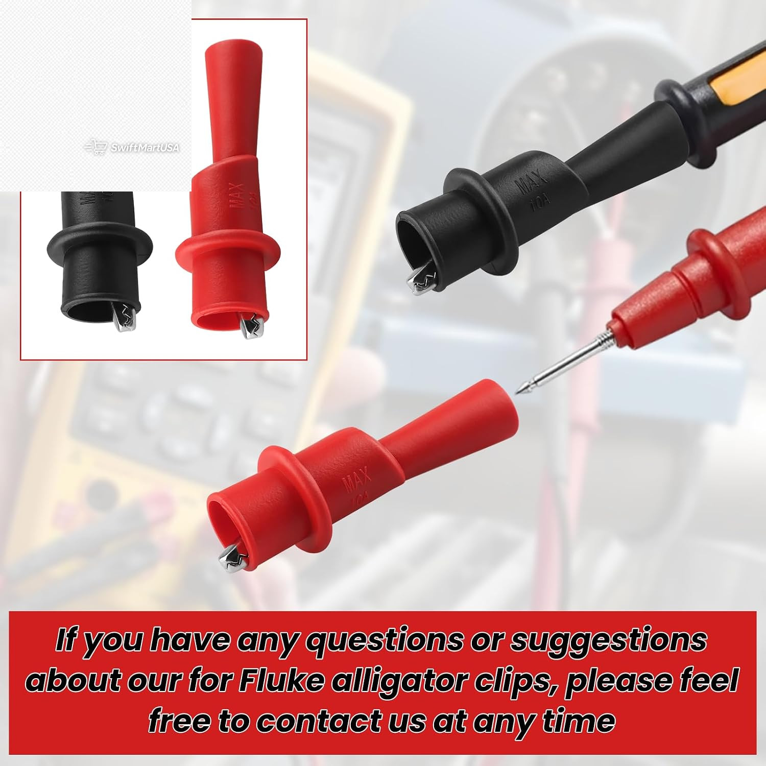 AC175 Threaded Alligator Clip Set for Fluke TL75 TL175 TP175 TL71-1 Test Leads