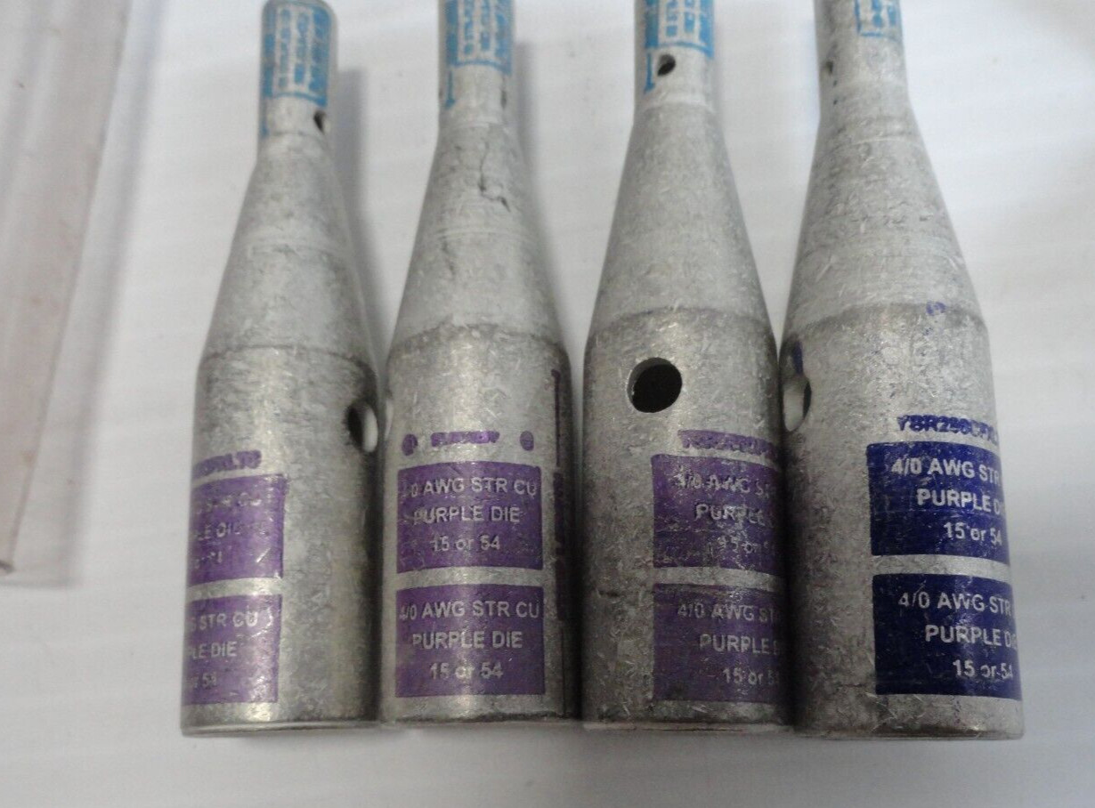 Lot of BURNDY 4/0 AWG STR CU Purple Die 15 or 54 Reducer and Splice Kit